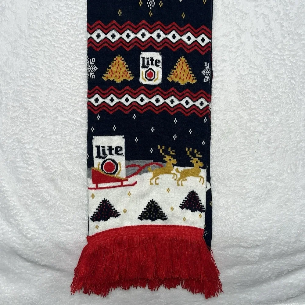 Miller Lite Beer Scarf Molson Coors Brewing Winter Christmas Ugly Sweater Theme